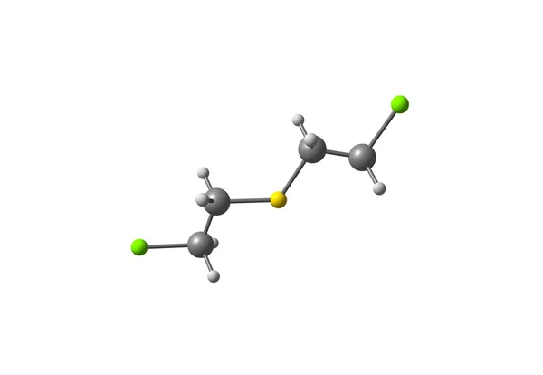 Molécula de mostarda de enxofre isolada sobre branco — Fotografia de Stock