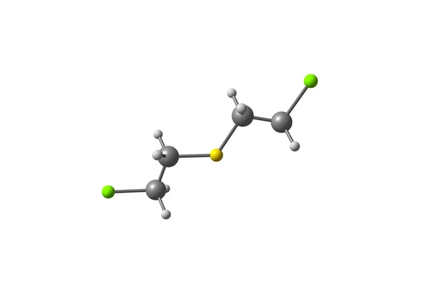 Zwavel mosterd molecuul geïsoleerd op wit — Stockfoto