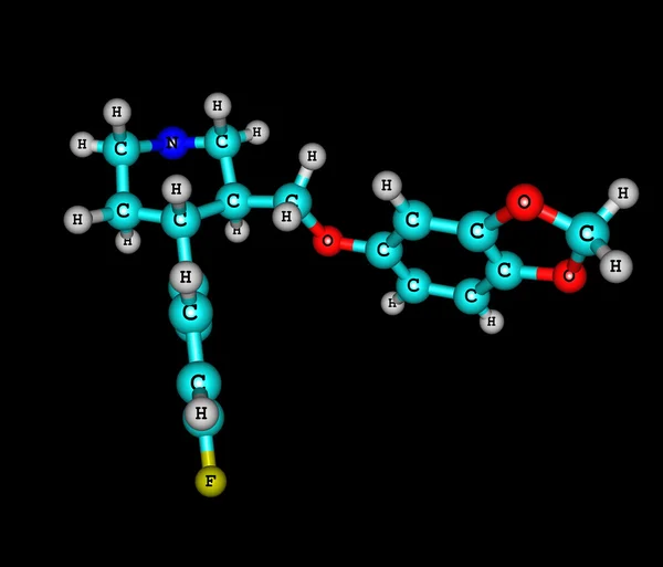 Paroxetine molecule isolated on black — Stock Photo, Image