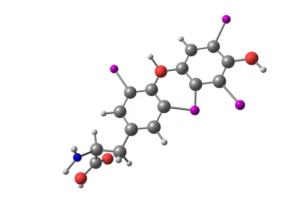 Tiroksin molekül üzerinde beyaz izole — Stok fotoğraf