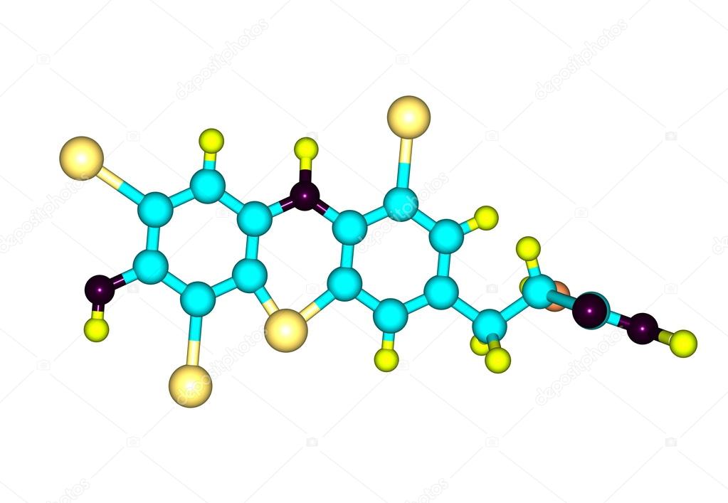 Thyroxine molecule isolated on white