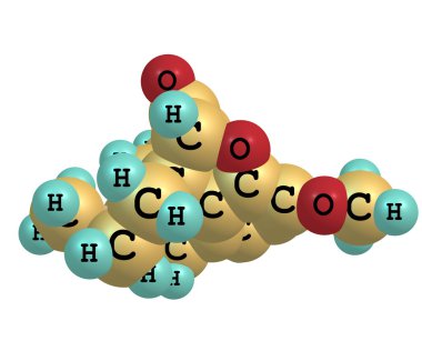 Hydrocodone molecule isolated on white clipart