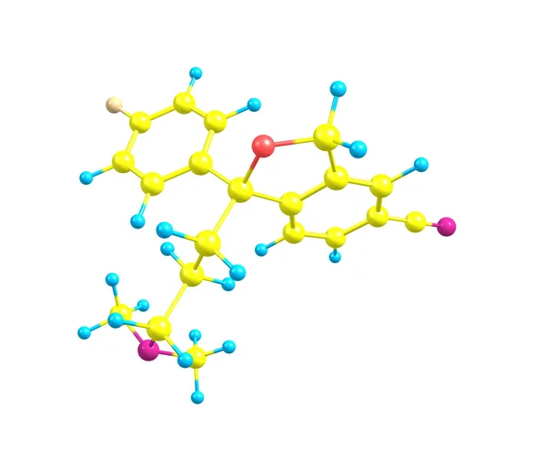 Molécula de Escitalopram aislada en blanco — Foto de Stock