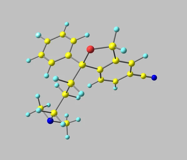 Escitalopram molecuul geïsoleerd op grijs — Stockfoto