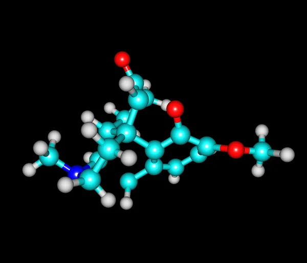 Hydrocodone μόριο που απομονώνονται σε μαύρο — Φωτογραφία Αρχείου