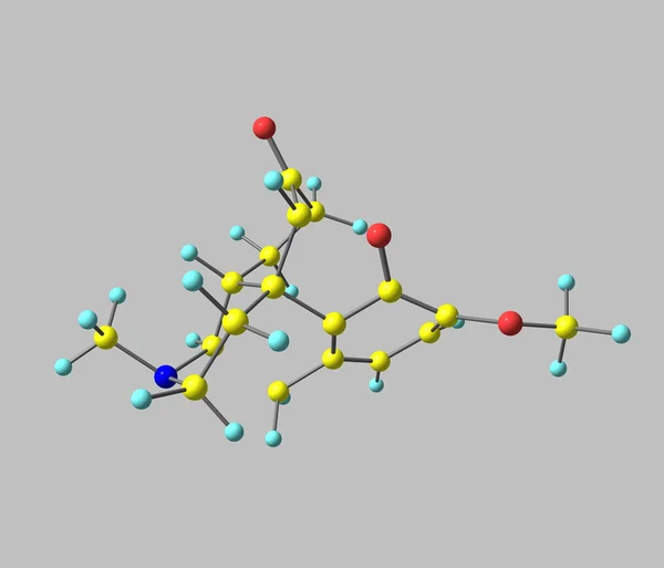 Hydrocodone molecule isolated on grey — Stock Photo, Image