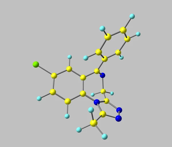 Alprazolam molekula izolované Grey — Stock fotografie