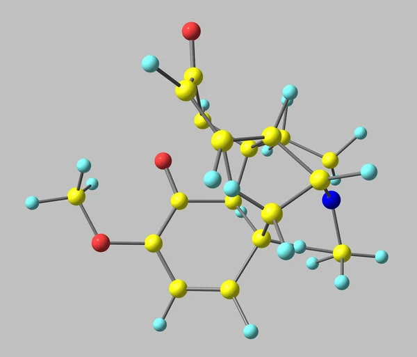 Oxycodon-Molekül auf Grau isoliert — Stockfoto