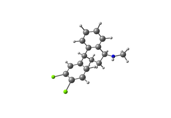 Sertraline molecuul geïsoleerd op wit — Stockfoto