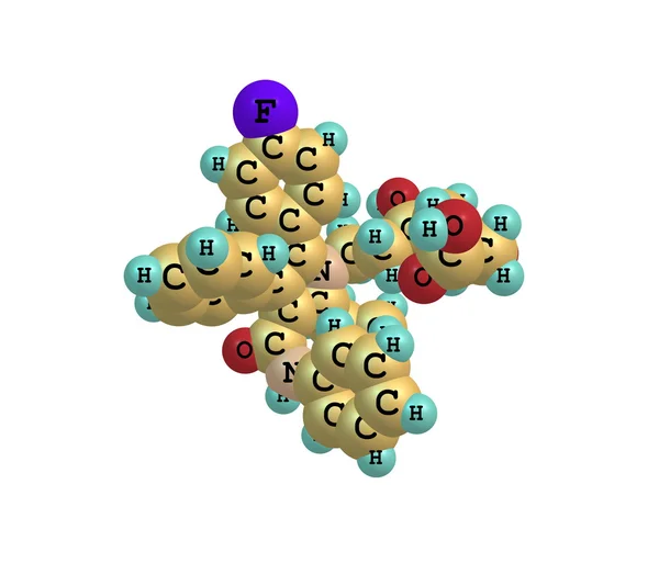 Atorvastatine molecuul geïsoleerd op wit — Stockfoto