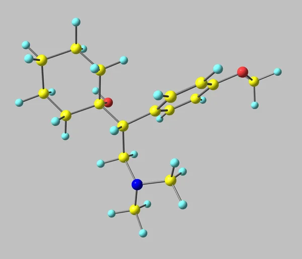 Molécule de venlafaxine isolée sur gris — Photo