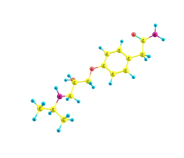 Atenolol molekyl isolerad på vit — Stockfoto