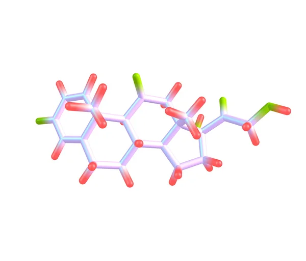 Prednizon molekül üzerinde beyaz izole — Stok fotoğraf