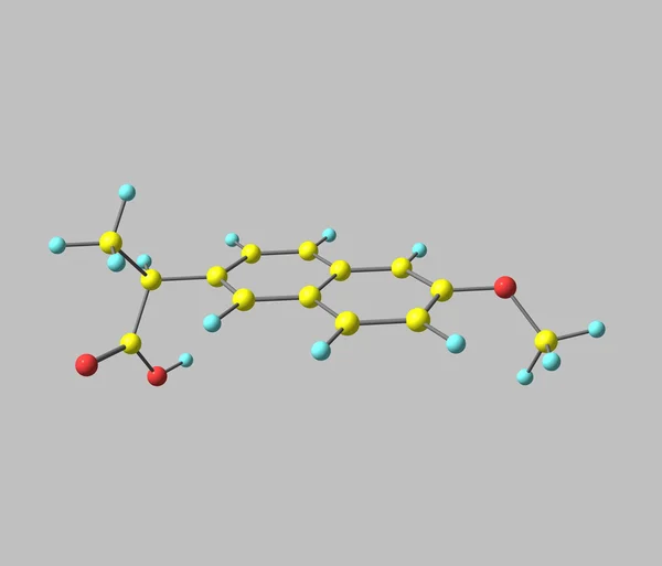 Molécula de naproxeno aislada en gris — Foto de Stock