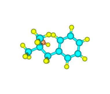 Phentermine molekül üzerinde beyaz izole