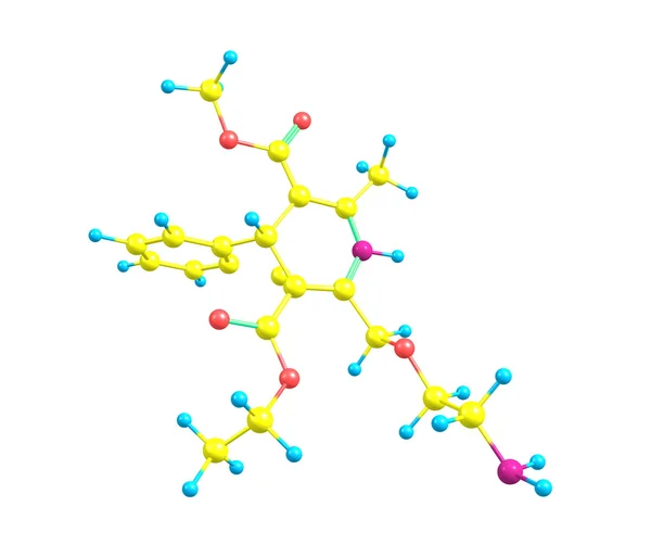 Amlodipin molekül üzerinde beyaz izole — Stok fotoğraf