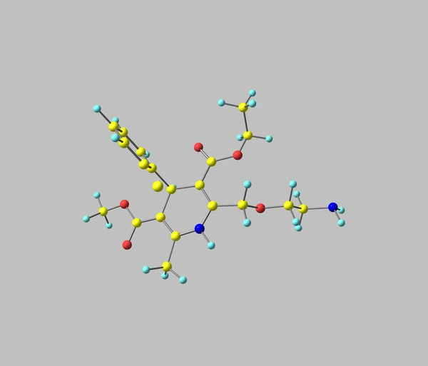 氨氯地平分子上灰色孤立 — 图库照片