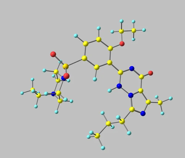 Vardenafil-Molekül isoliert auf grau — Stockfoto