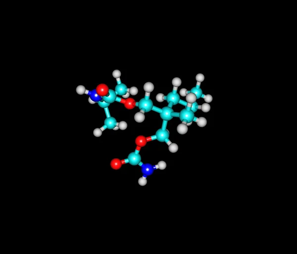 Carisoprodol molecuul geïsoleerd op zwart — Stockfoto