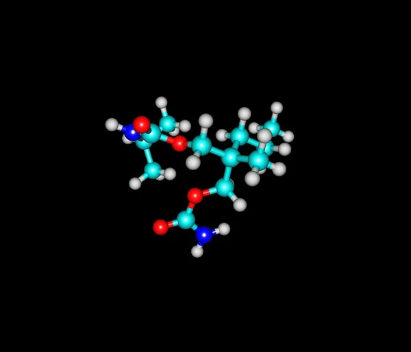 काळा वर वेगळे कॅरिसोप्रोडॉल आण्विक — स्टॉक फोटो, इमेज