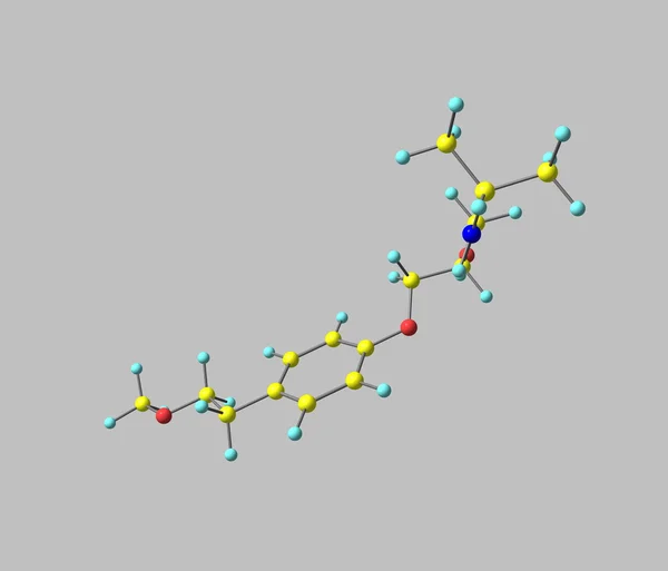 Metoprolol 분자 회색에 고립 — 스톡 사진