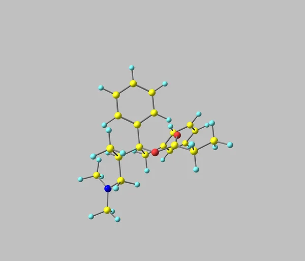 Molecola di destropropossifene isolata su grigio — Foto Stock