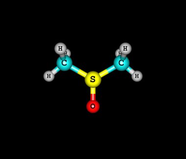 Dimethyl sulfoxide molecule isolated on black clipart