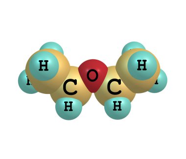 Diethyl ether molecule isolated on white clipart