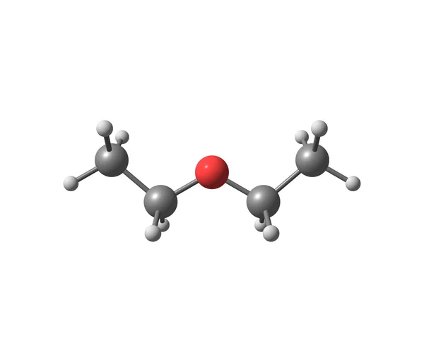 Molécula de éter dietílico isolada sobre branco — Fotografia de Stock