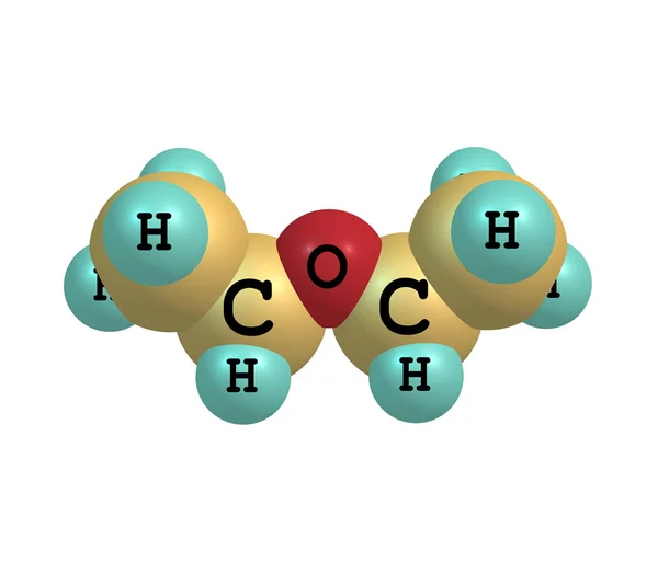 Diethylether molecuul geïsoleerd op wit — Stockfoto