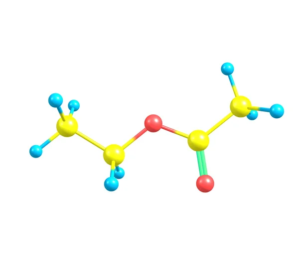 Молекула этилацетата выделена на белом — стоковое фото
