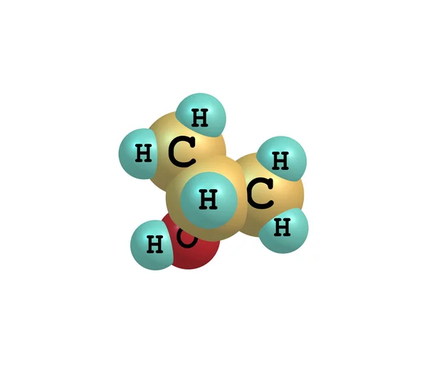 Isopropanol molekül üzerinde beyaz izole — Stok fotoğraf