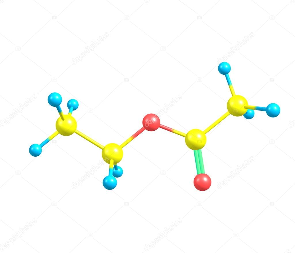 Ethyl acetate molecule isolated on white