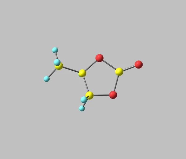 Molécula de carbonato de propileno isolada sobre cinzento — Fotografia de Stock