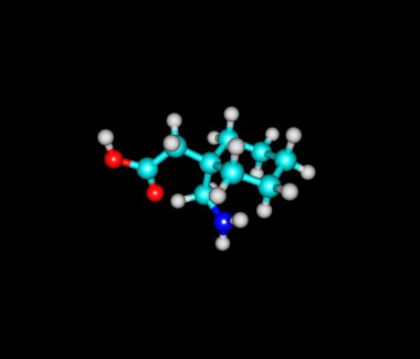 Gabapentin molecule isolated on black clipart
