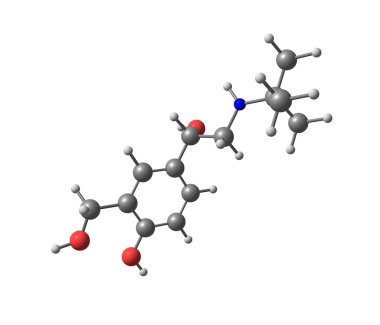 Salbutamol molecule isolated on white clipart