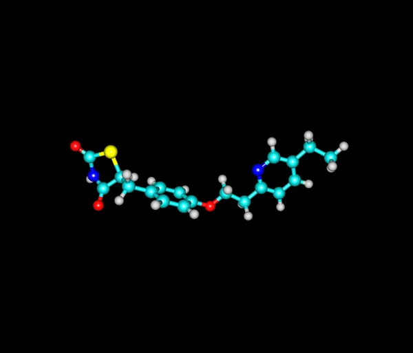 黒に分離されたピオグリタゾン分子 — ストック写真