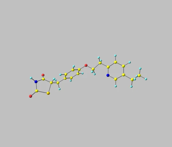 Pioglitazone molecule isolated on grey — Stock Photo, Image