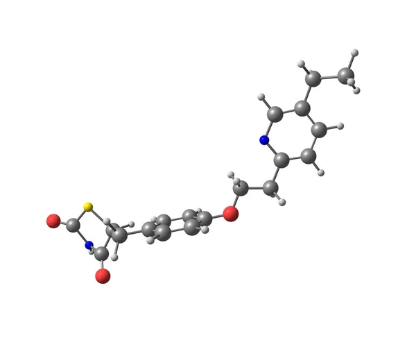 吡格列酮分子上白色孤立 — 图库照片