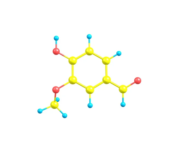 Vanillin molekyl isolerad på vit — Stockfoto