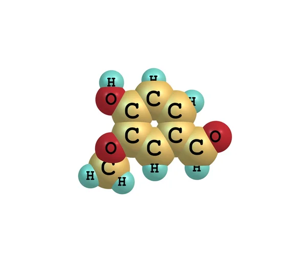 白で隔離バニリン分子 — ストック写真