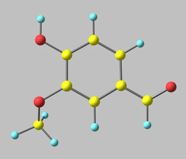 Molekula vanilinu izolované Grey — Stock fotografie
