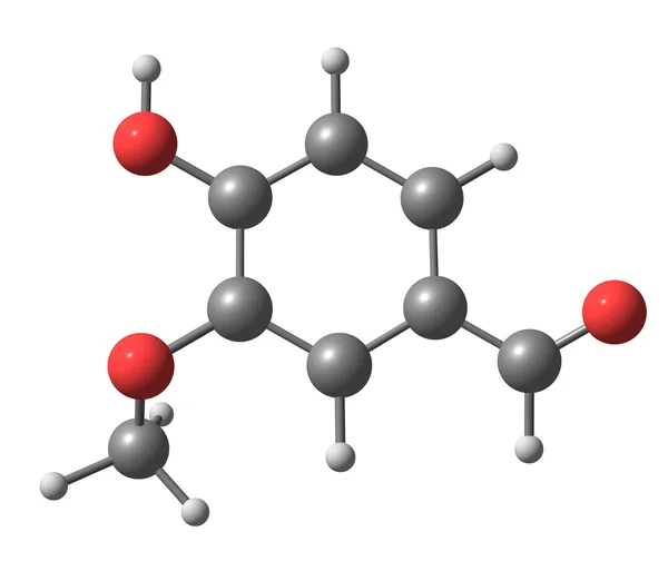 香兰素分子上白色孤立 — 图库照片