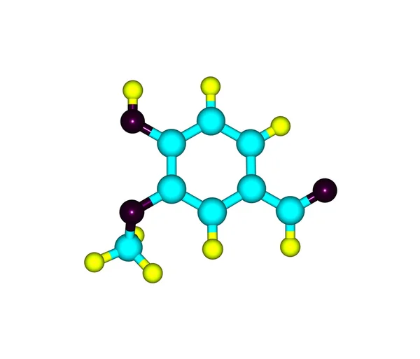 Vanillin-Molekül auf Weiß isoliert — Stockfoto