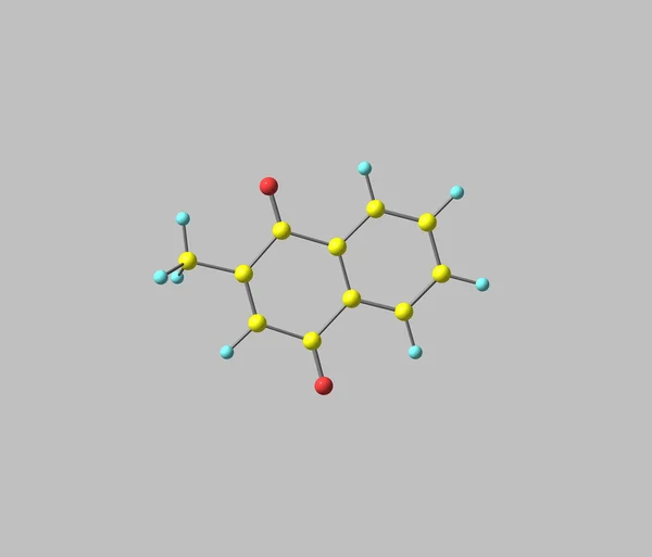 Molécula de menadiona aislada en gris — Foto de Stock