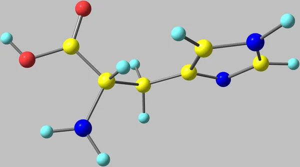 Молекула Histidine acid ізольована на сірому — стокове фото