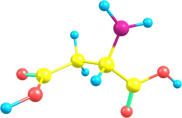 Aspartik asit molekül üzerinde beyaz izole — Stok fotoğraf