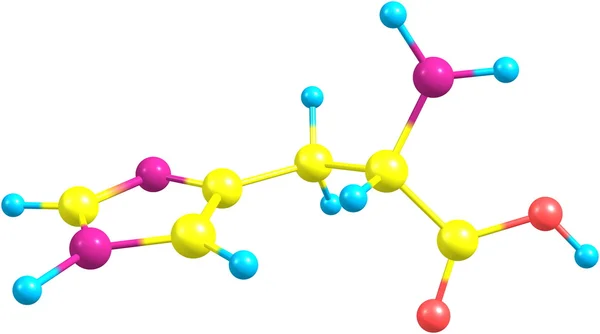 Molécula de ácido histidino aislada en blanco —  Fotos de Stock