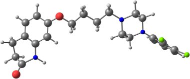 Aripiprazol molekül üzerinde beyaz izole