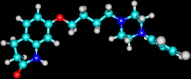 Aripiprazol molekül siyah izole